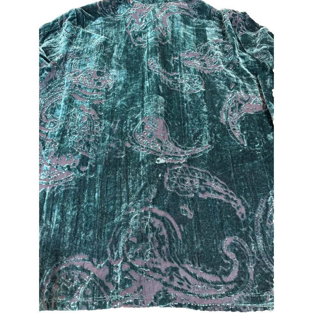 CYC green velvet burnout paisley button up long sleeve blouse womens' sz XL sexy - Picture 10 of 13